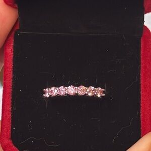 NEW .70 Carat Pink Moissanite Diamond Ring 18k White Gold Sterling Silver